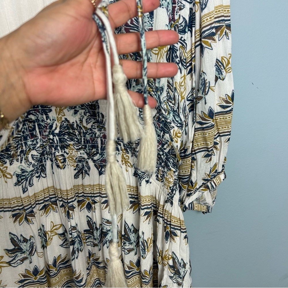 NEW Free People boho moonlight drive mini dress floral ivory combo size L - Picture 7 of 15